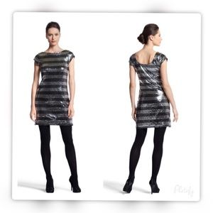 White House Black Market Sequin Dress Silver and Grey XS